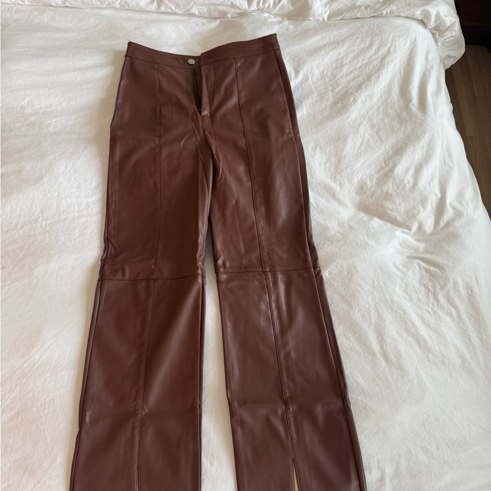 Missguided Tan Faux Leather Pants